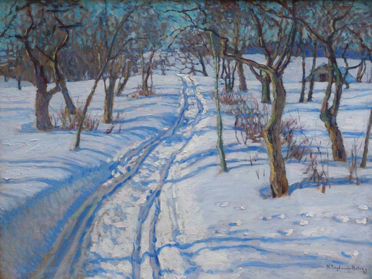 road in a winter garden